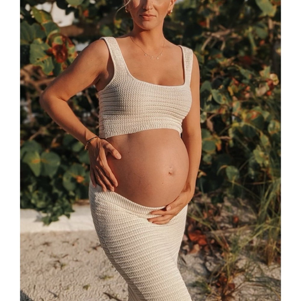 Crochet-look skirt set